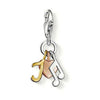 Charm 0968 Music Charm: silver clasp, gold J, rose gold heart, silver musical notes.
