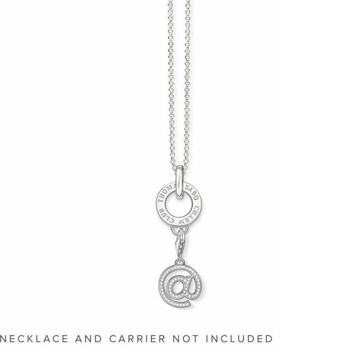 Silver ampersand charm with clear cubic zirconia accents.
