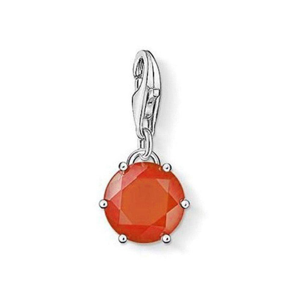 Charm 1260 July Birthstone: Sparkling orange carnelian charm with silver clasp.
