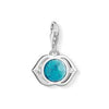 Charm 1328 Lotus with Turquoise: Silver charm featuring a turquoise stone, perfect as a gift.
