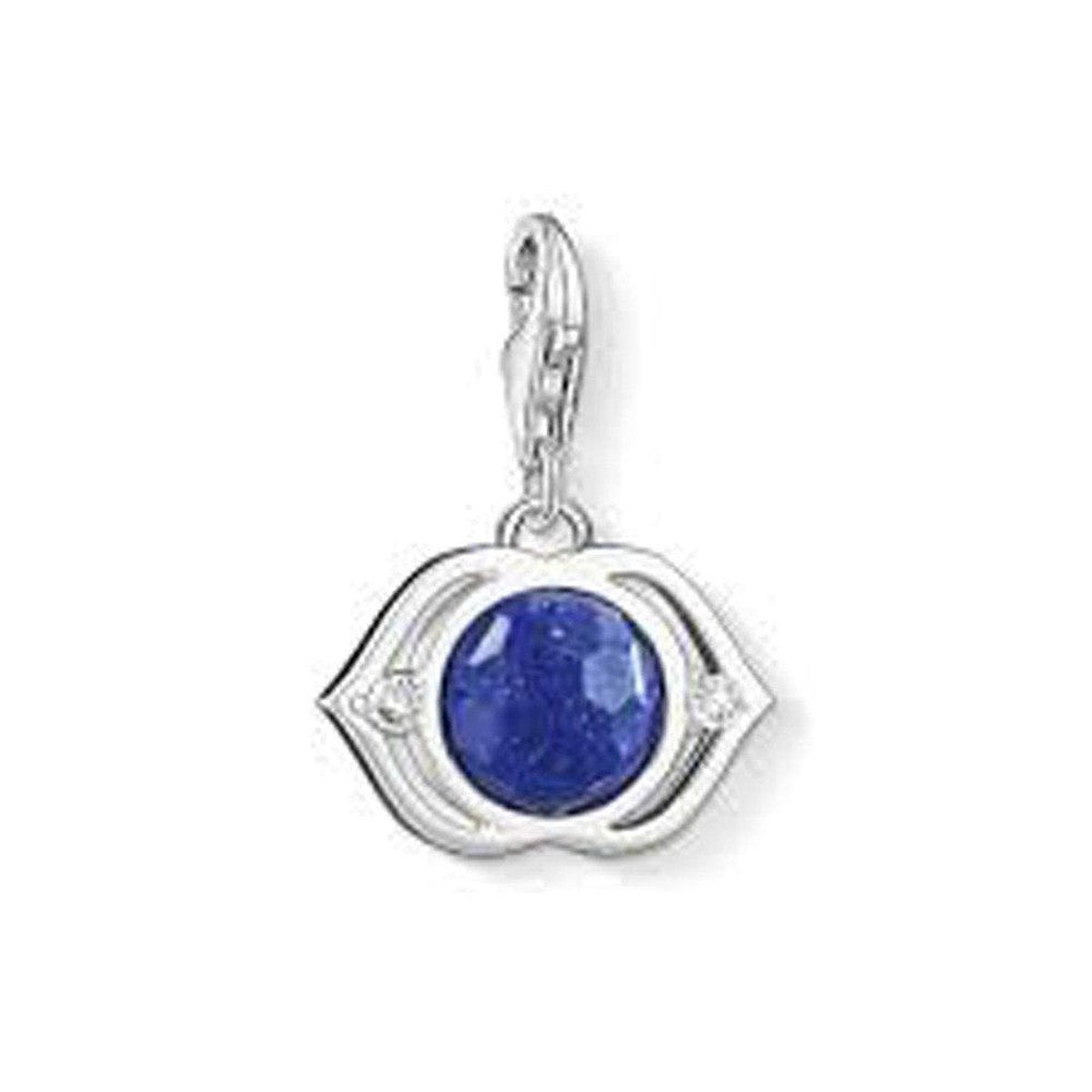Charm 1329 Lotus charm with lapis lazuli and cubic zirconia accents.
