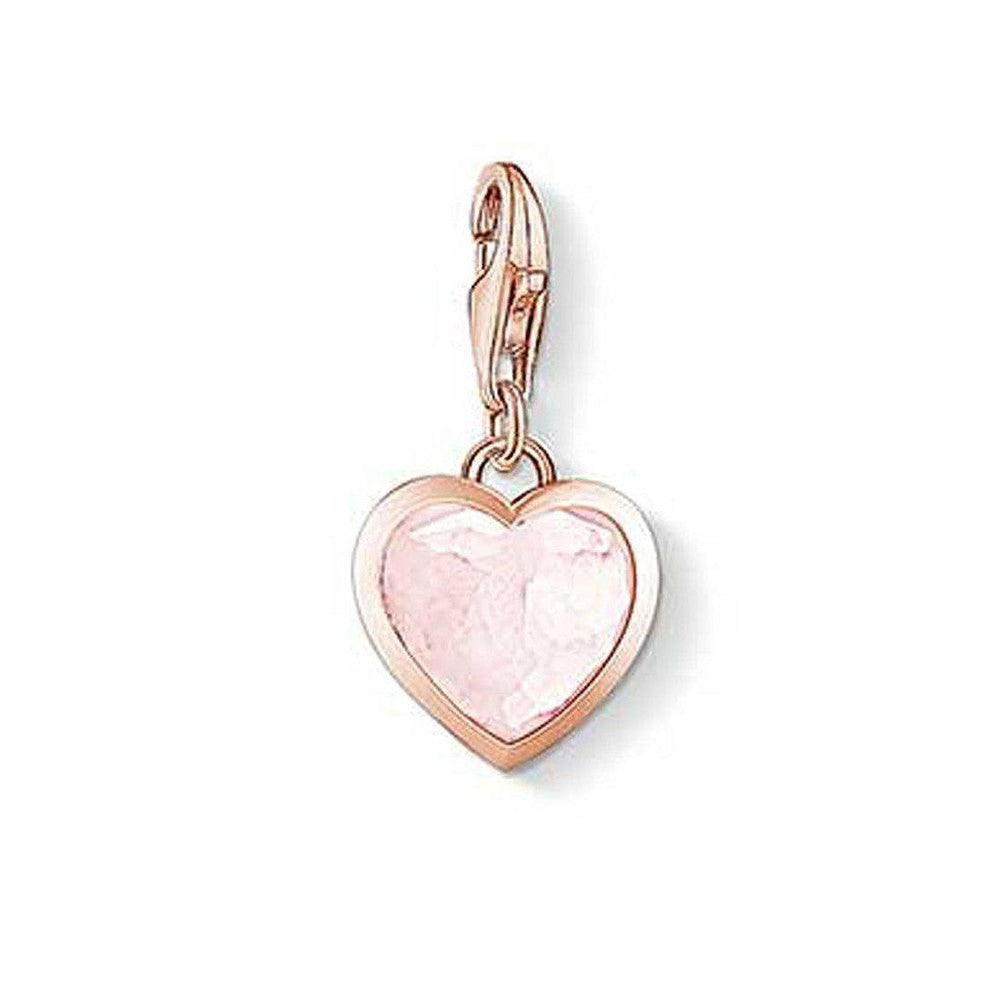 Charm 1363 Pink Heart rose gold charm, featuring a delicate pink crystal heart.
