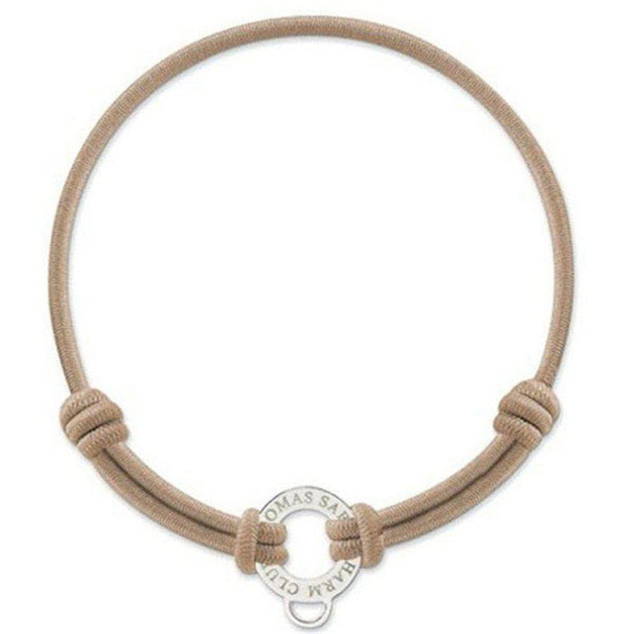 Beige Charm Bracelet with silver ring charm.
