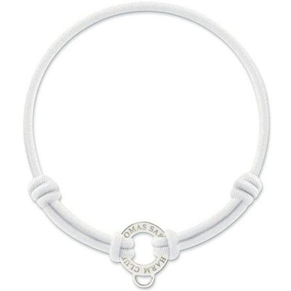 White Charm Bracelet Gummi with engraved charm.
