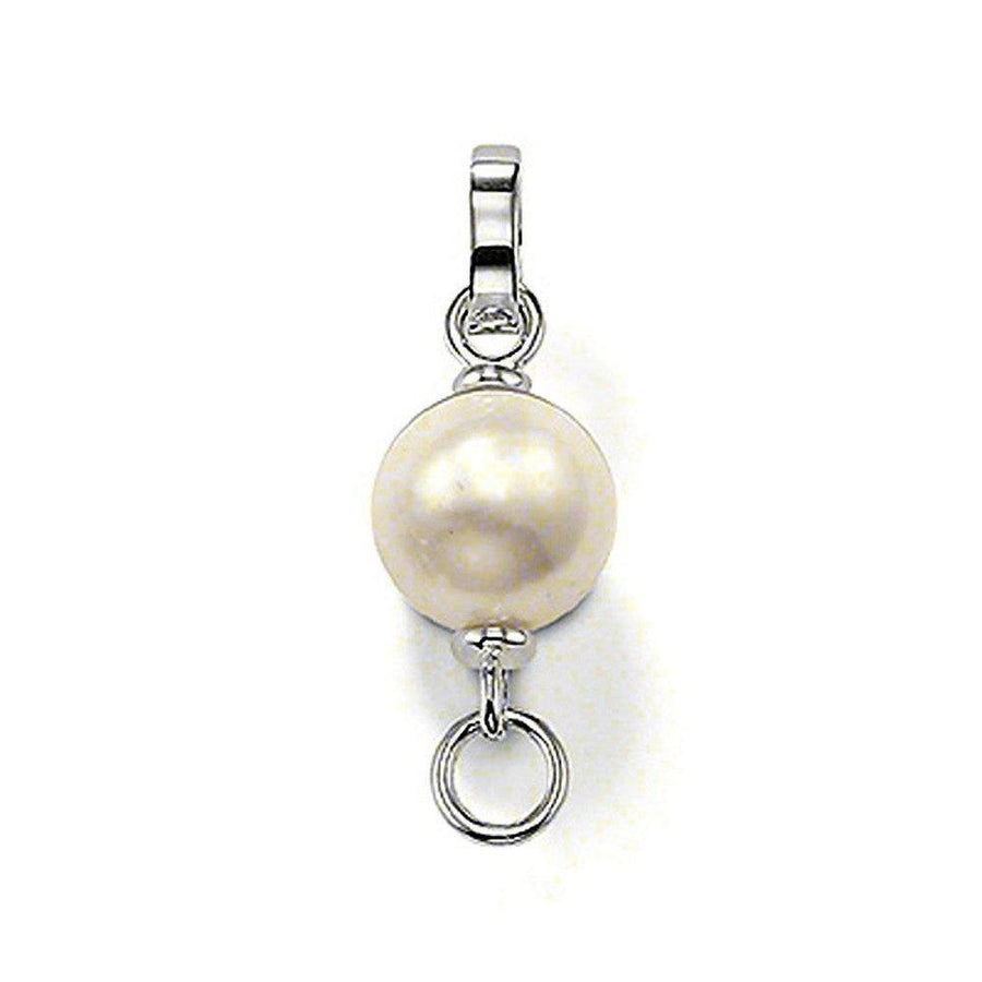 Elegant pearl charm carrier with silver clasp
