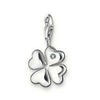 Charm DC0006 Diamond Clover Leaf pendant: Silver four-leaf clover charm with a clear cubic zirconia.
