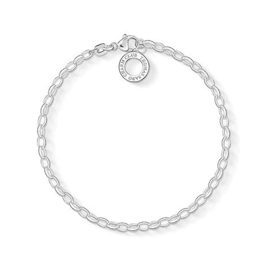 Silver charm bracelet for kids, featuring a Thomas Sabo Charm Club disc.
