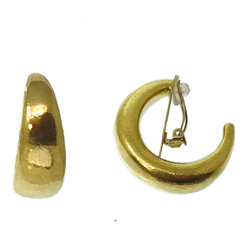 Chunky gold clip-on earrings with hammered texture
