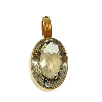 Oval citrine enhancer pendant with gold setting
