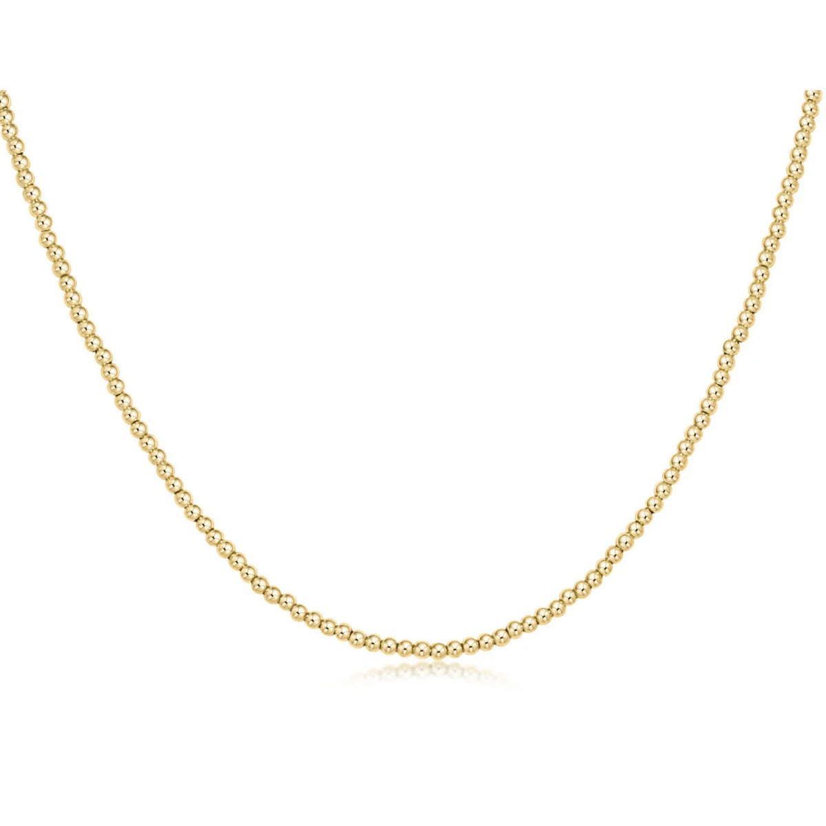 15-inch classic beaded necklace crafted in polished 14k gold vermeil against a white background.