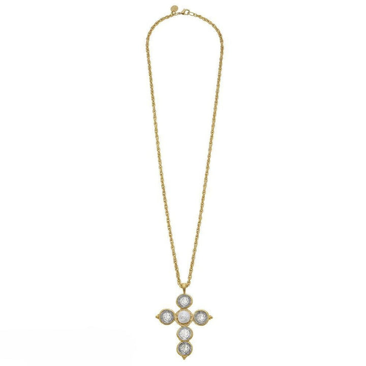 Coin Cross Pendant Necklace-Susan Shaw-Swag Designer Jewelry