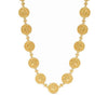 Gold coin double-sided necklace with embossed details.
