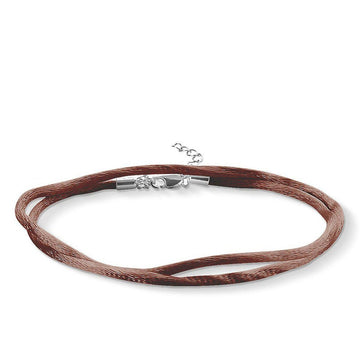 Double cord brown necklace with silver clasp

