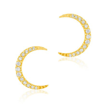 Crescent Moon Gold Post Earrings-Liven Co-Swag Designer Jewelry