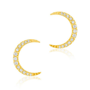 Crescent Moon Gold Post Earrings-Liven Co-Swag Designer Jewelry