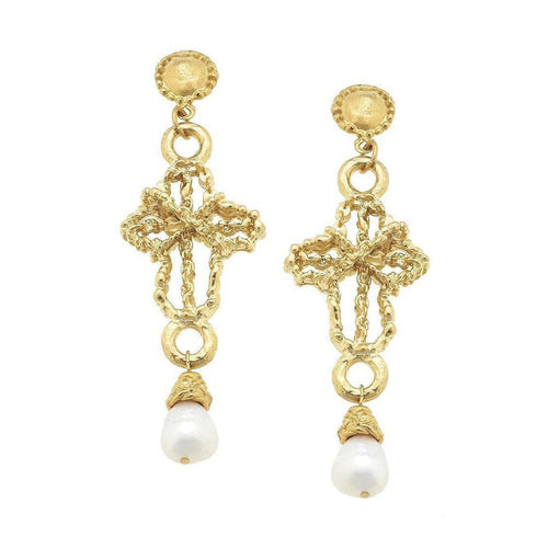 Cross Chandelier Dangle Earring-Susan Shaw-Swag Designer Jewelry