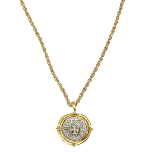 Cross Coin Pendant Necklace-Susan Shaw-Swag Designer Jewelry