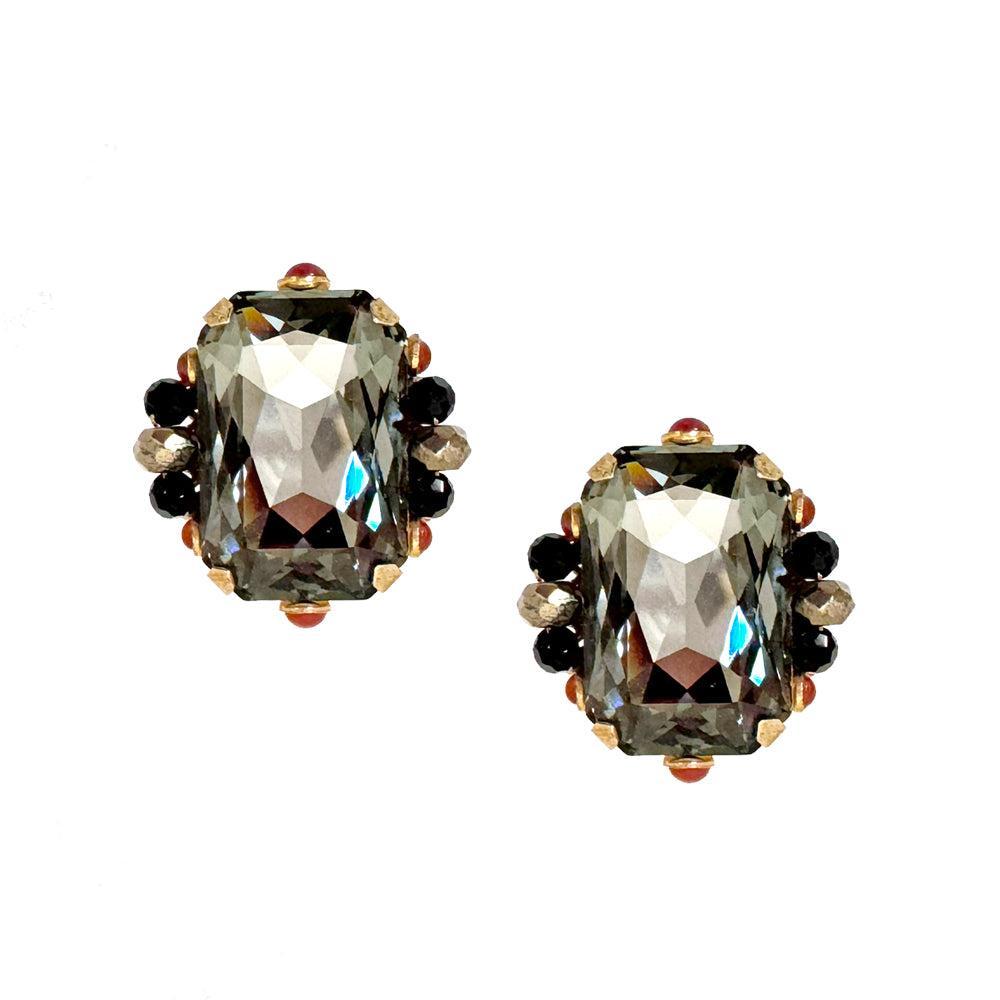 Crystal Button Clip Earring-Miriam Haskell-Swag Designer Jewelry