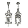 Crystal Chandelier Clip Earrings:  Silver-tone, crystal-encrusted chandelier design; elegant, statement earrings.
