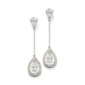 Crystal Chandelier Earrings: elegant pear-shaped crystal drops in a double halo setting.
