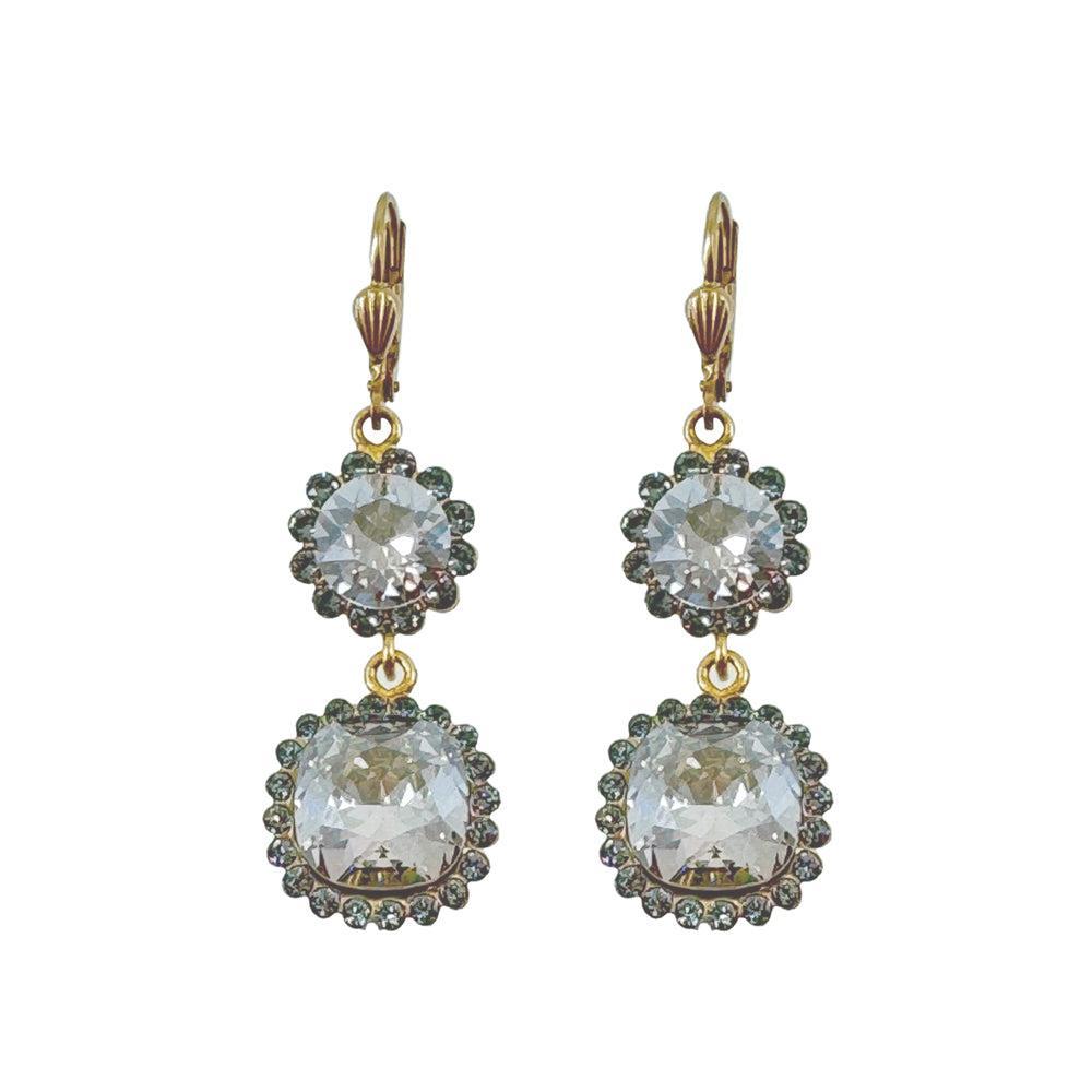 Crystal Dangle Earrings in Gray Crystal-La Vie Parisienne-Swag Designer Jewelry