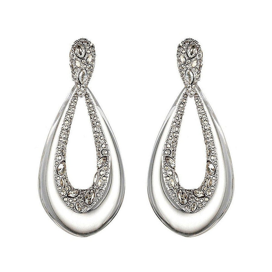 Crystal Deco Tear Drop Clip Earrings-Alexis Bittar-Swag Designer Jewelry