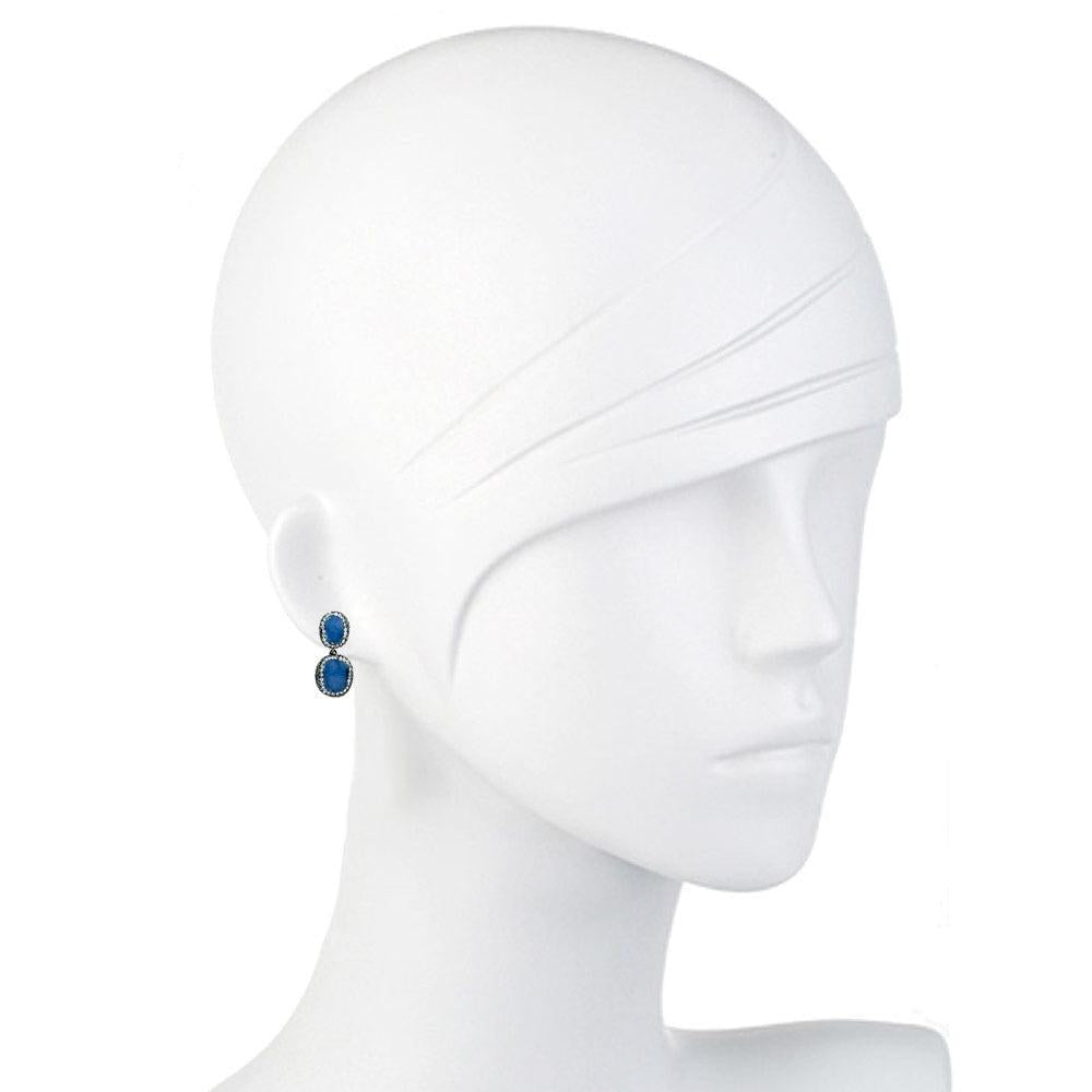 Crystal Drop Earrings in Lapis-Theia Jewelry-Swag Designer Jewelry