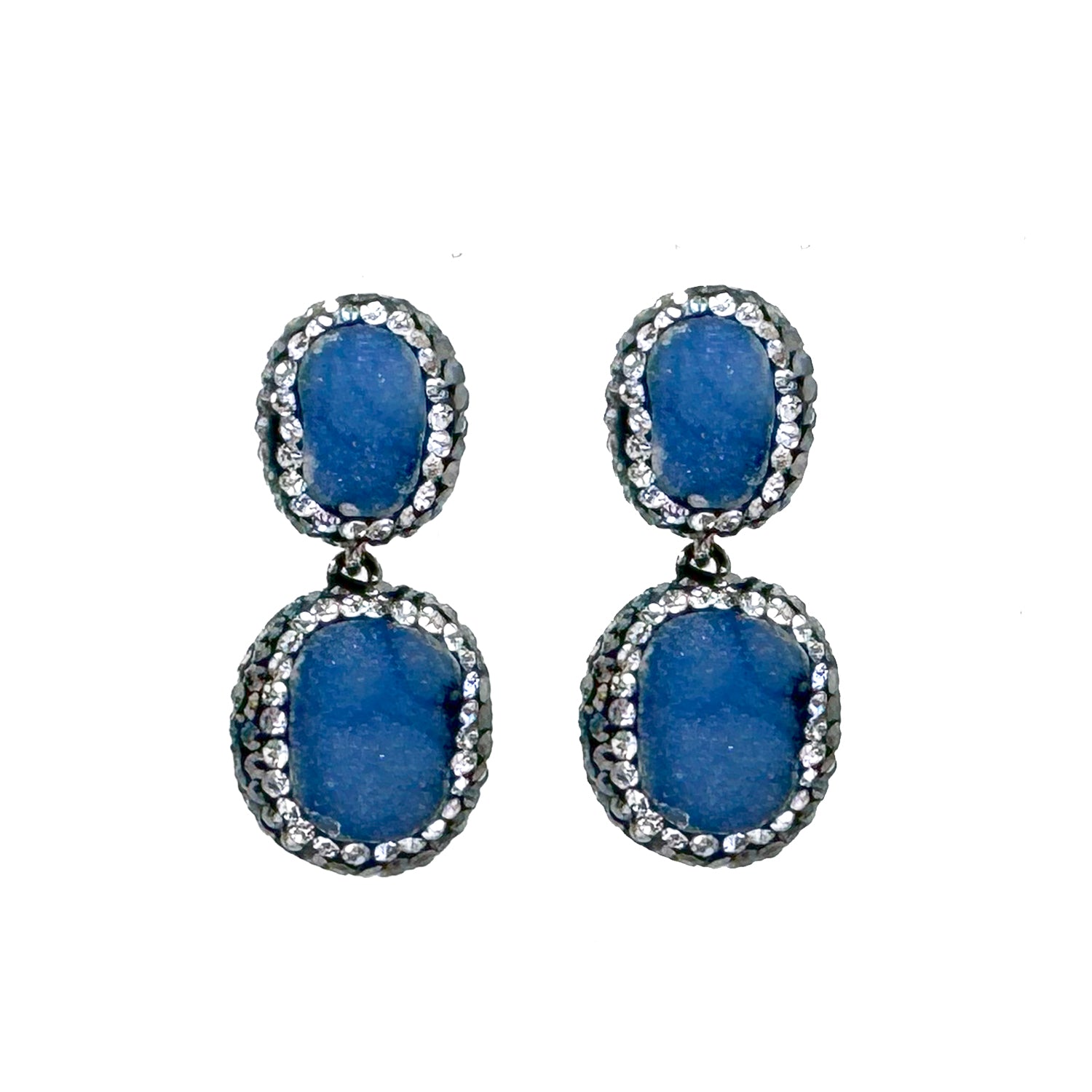 Crystal Drop Earrings in Lapis-Theia Jewelry-Swag Designer Jewelry