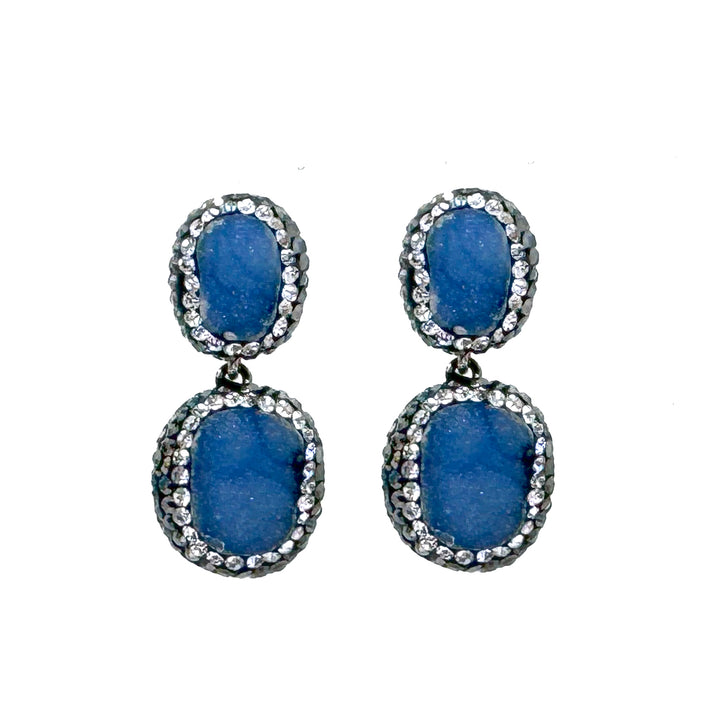 Crystal Drop Earrings in Lapis-Theia Jewelry-Swag Designer Jewelry