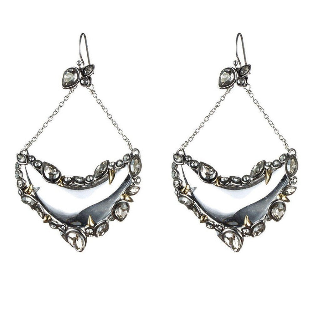 Crystal Framed Suspended Crescent Earrings-Alexis Bittar-Swag Designer Jewelry
