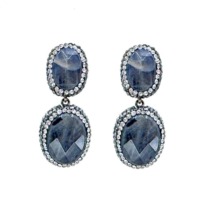 Crystal Tear Drop Earrings in Jet-Theia Jewelry-Swag Designer Jewelry
