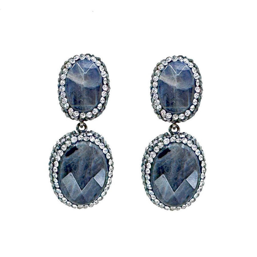 Crystal Tear Drop Earrings in Jet-Theia Jewelry-Swag Designer Jewelry