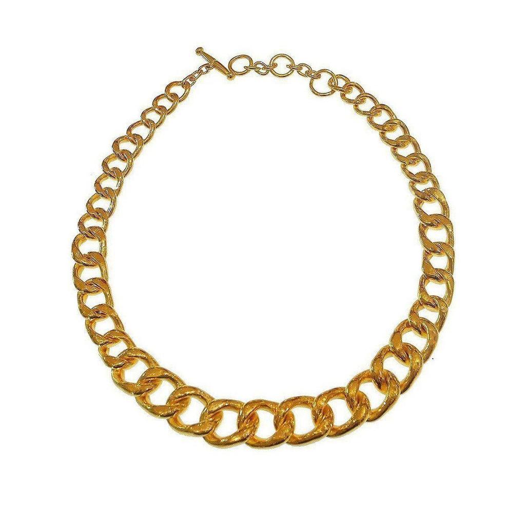 Gold Cuban Link Necklace, chunky chain design
