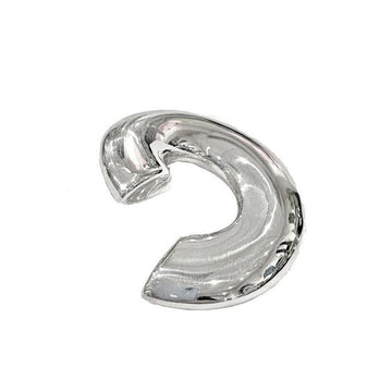 Silver abstract sphere earring with a curved, polished design.
