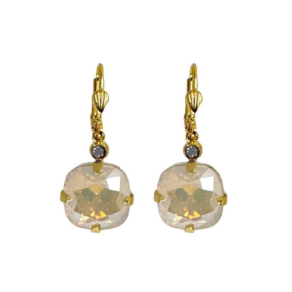 Cushion Cut Earring in Iridescent Opal Gold-La Vie Parisienne-Swag Designer Jewelry
