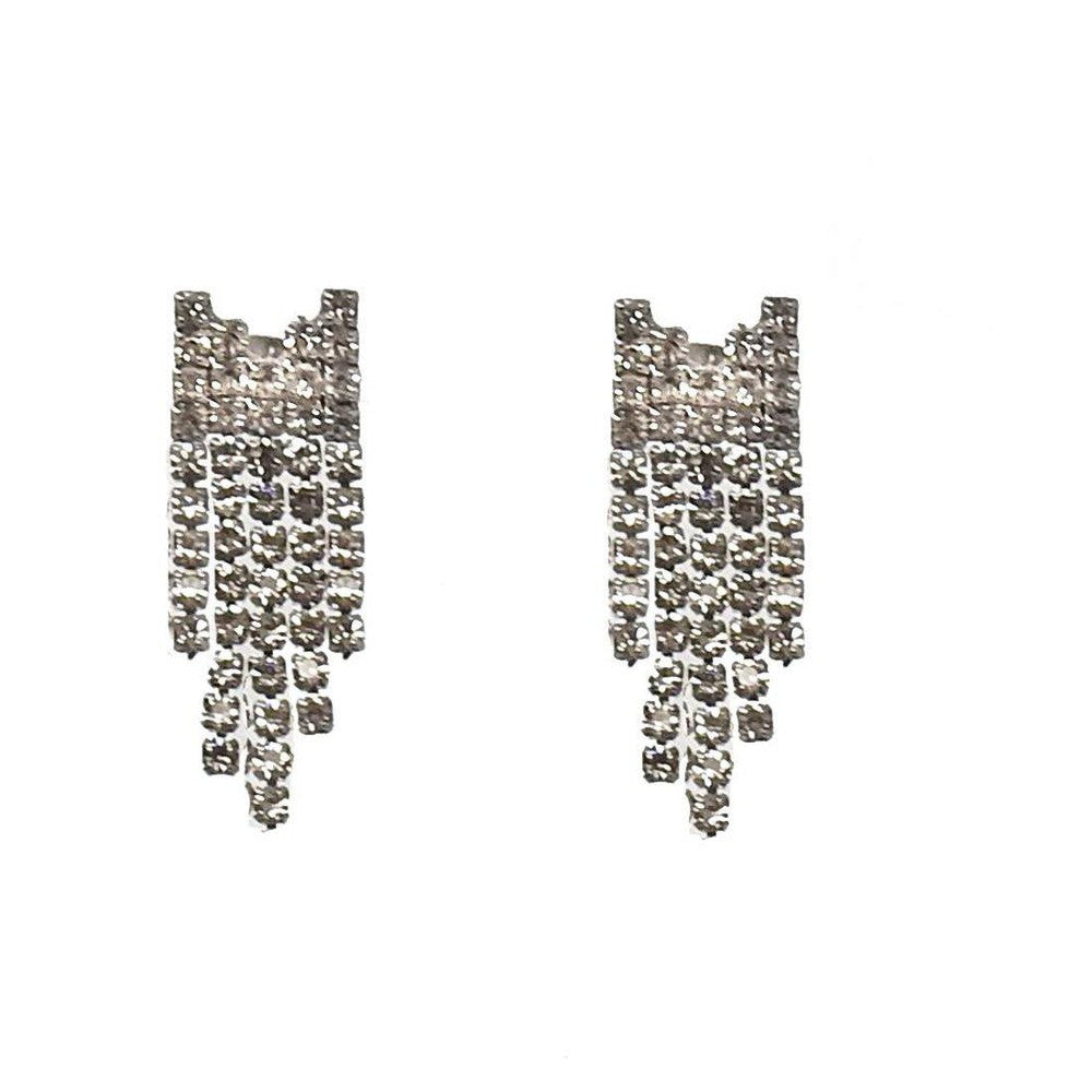CZ 5-line drop earrings: sparkling rhinestone fringe earrings for elegant style.

