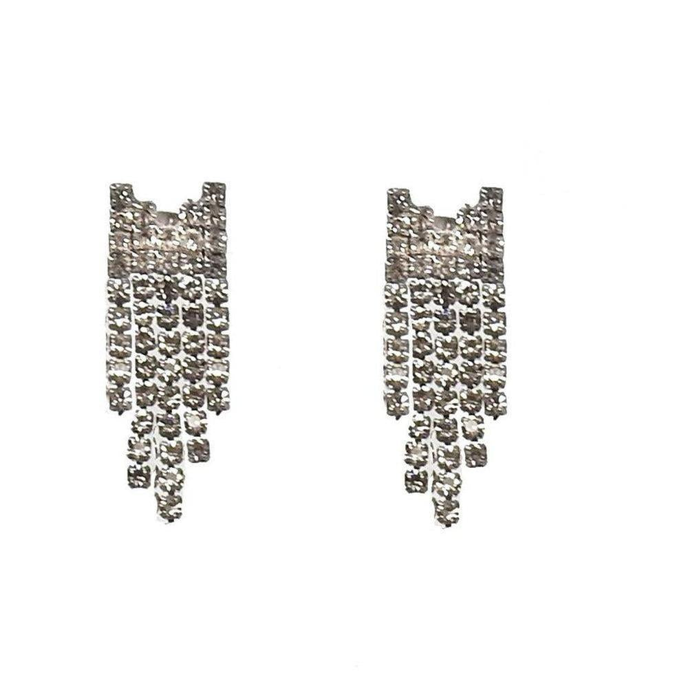 CZ 5-line drop earrings: sparkling rhinestone fringe earrings for elegant style.
