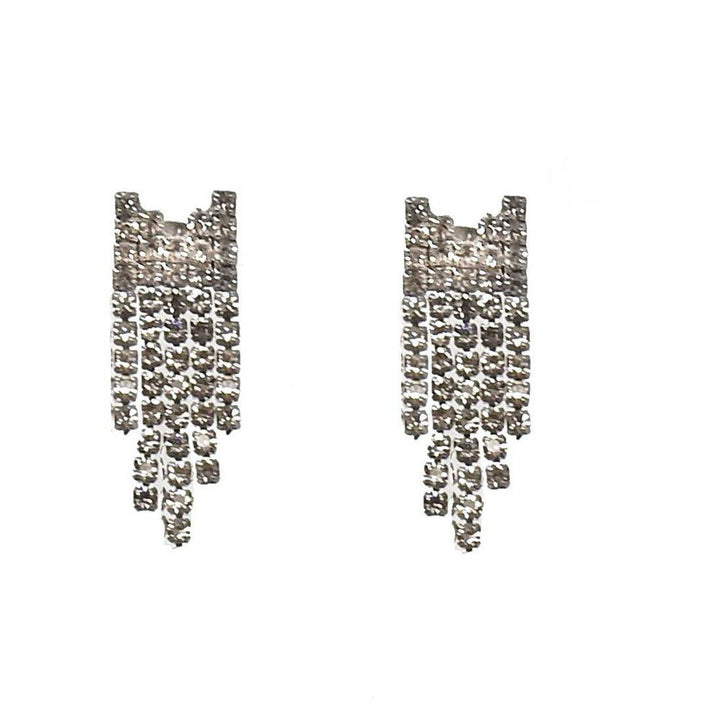 CZ 5-line drop earrings: sparkling rhinestone fringe earrings for elegant style.
