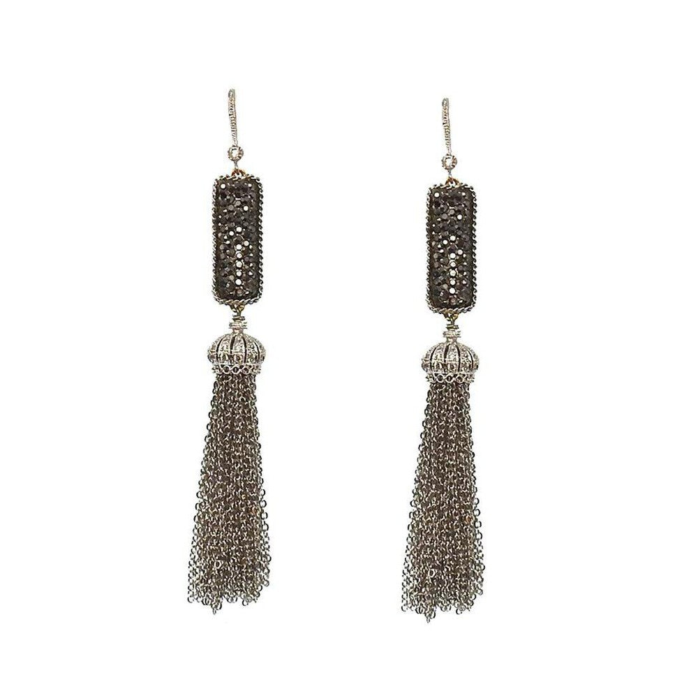 Cz Crown Tassel Earrings-Swag Designer Jewelry-Swag Designer Jewelry