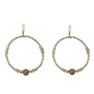 Champagne Daisy Hoop Earrings with bronze accents
