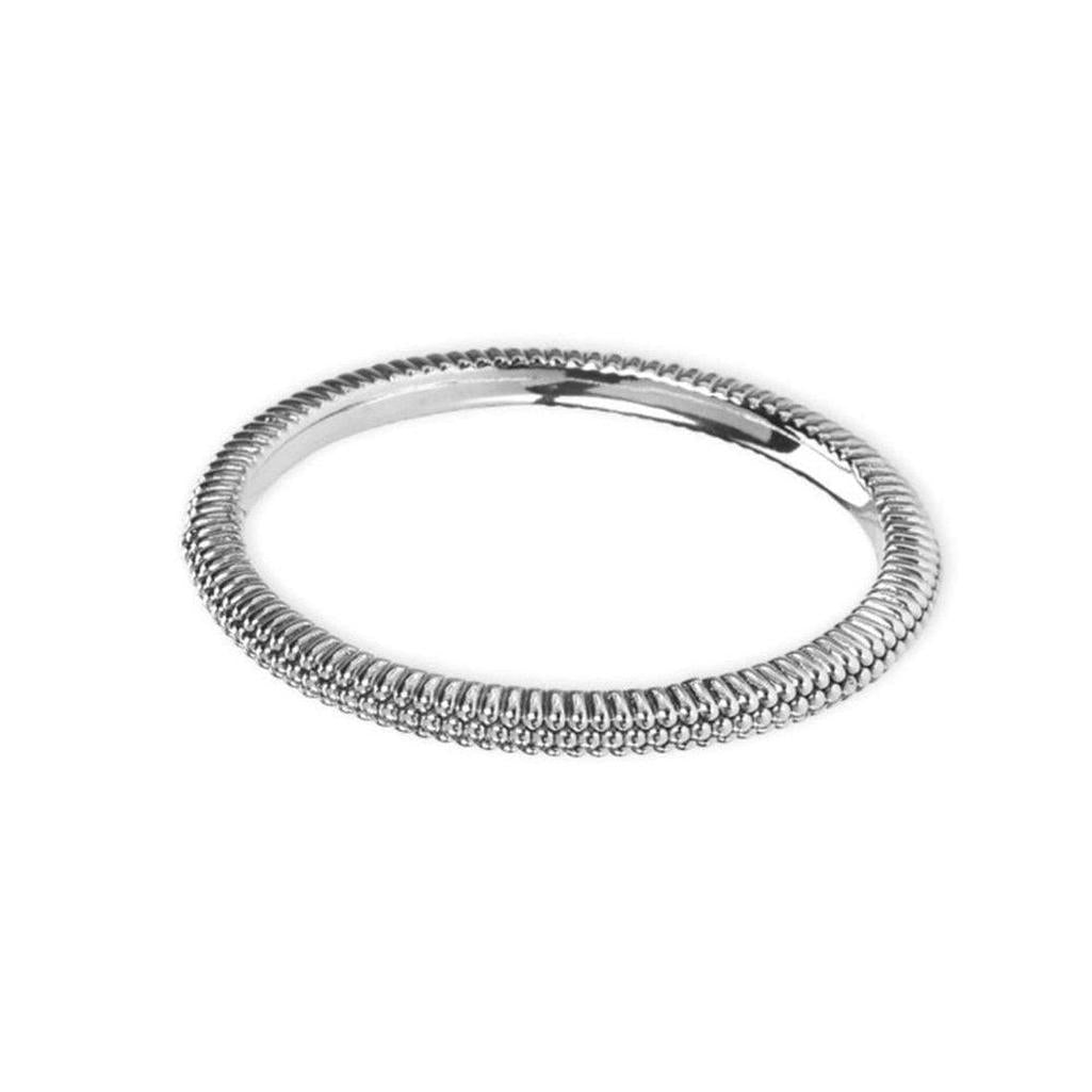 Silver Delicate Prosecco bangle with textured beaded design.
