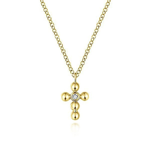 Diamond Cross set in Yellow Gold-Gabriel & Co-Swag Designer Jewelry