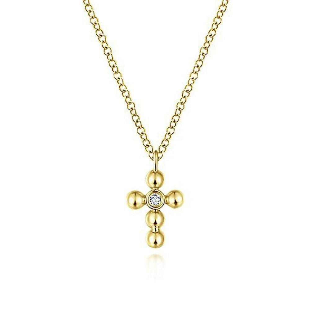 Diamond Cross set in Yellow Gold-Gabriel & Co-Swag Designer Jewelry
