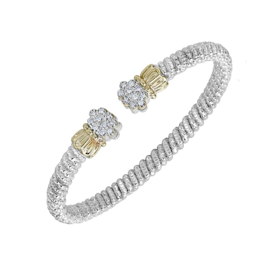 Diamond Fleur bracelet:  two-toned metal, textured design, accented with sparkling diamond clusters.

