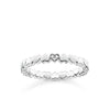 Diamond Hearts Band: Sterling silver ring with tiny hearts & a sparkling center diamond.
