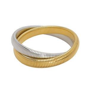 Double Medium Cobra Bracelet in Gold and Rhodium-Janis Savitt-Swag Designer Jewelry
