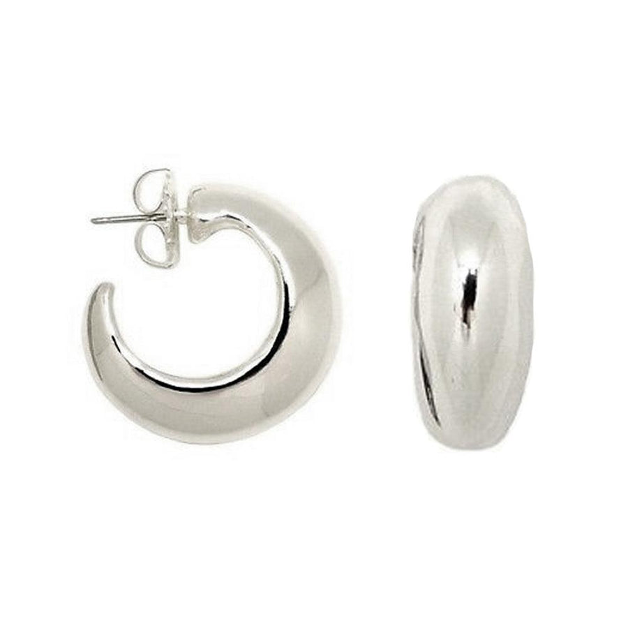 Earrings Silver Smooth Hoop Earrings-Simon Sebbag-Swag Designer Jewelry