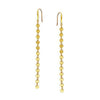 Gold Elite Disc Chain earrings; long, delicate design.
