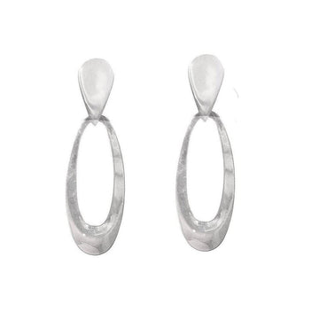 Silver Elliptical Hoop earrings; modern statement jewelry
