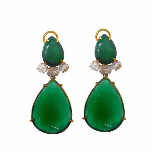 Emerald Green Onyx Earrings-Bounkit-Swag Designer Jewelry
